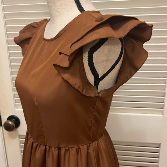 Sold on mercari. SHEIN Tiered Ruffled Midi Dress in Brown, Size Small, EUC - Picture 12 of 17